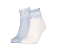 Socken CALVIN KLEIN JEANS "CKJ WOMEN QUARTER 2P GLOSSY RIB", Mädchen, Gr. 39-42, blau (light blau, weiß), Baumwollmischung, unifarben, normal, Socken Socken, mit dezentem Logo-Design (29663836-39) lig