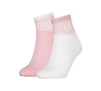 Calvin Klein 2P Glossy Rib Quarter Socks Weiß/Rosa Gr 39/42 Damen