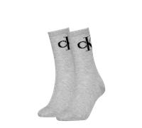 Socken CALVIN KLEIN JEANS "CKJ WOMEN SOCK 2P MONOGRAM", Damen, Gr. 39-42, grau (light grau melange), Baumwollmischung, normal, Socken Socken, mit extra breitem Bündchen, Cotton-Mix, elastisch (5626456