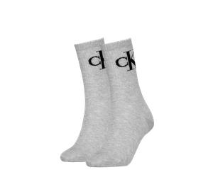 Socken CALVIN KLEIN JEANS "CKJ WOMEN SOCK 2P MONOGRAM", Mädchen, Gr. 39-42, grau (light grau melange), Baumwollmischung, normal, Socken Socken, mit extra breitem Bündchen, Cotton-Mix, elastisch (56264