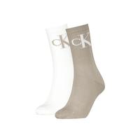 Socken CALVIN KLEIN JEANS "CKJ WOMEN SOCK 2P MONOGRAM", Mädchen, Gr. 39-42, Sockengröße, beige, Baumwollmischung, normal, Socken Socken, mit extra breitem Bündchen, Cotton-Mix, elastisch (98942167-39)