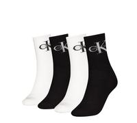 Socken CALVIN KLEIN JEANS "CKJ WOMEN SOCK 4P GIFTBOX MONOLOGO", Damen, Gr. - (37/41), schwarz, weiß, Obermaterial: 66% Baumwolle, 31% Polyamid, 3% Elasthan, Socken Socken (27000434-0) schwarz, weiß
