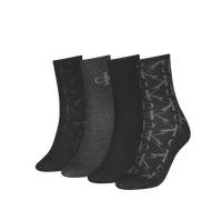 Socken CALVIN KLEIN JEANS "CKJ WOMEN SOCK 4P HOLIDAY PACK AOP", Damen, Gr. - (37/41), schwarz, Baumwollmischung, normal, Socken, Logo, schmales Bündchen (14573349-0) schwarz