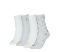 Socken CALVIN KLEIN JEANS "CKJ WOMEN SOCK 4P HOLIDAY PACK AOP", Damen, Gr. - (37/41), weiß (light grau, weiß), Baumwollmischung, normal, Socken Socken, Logo, schmales Bündchen (31153923-0) light grau,