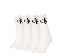 Socken CALVIN KLEIN JEANS "CKJ WOMEN SOCK 4P MONOGRAM ECOMM", Damen, Gr. 39-42, weiß, Baumwollmischung, elastisch, Socken Socken (83977435-39) weiß