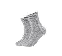 2er Pack camano Cosy Cable Stitch Crew Socken Damen 9300 - light grey melange 39-42
