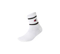 Socken CHAMPION, Damen, Gr. 43-46, weiß (wht, wht, wht, ns), Materialmix, geringelt, unifarben, elastisch, Socken Socken, 3er-Pack, mit Logoschriftzug, unifarben-geringelte Optik (57798858-43) wht, wh