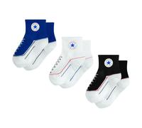 Socken CONVERSE "CHN INFANT STRIATED QTR 3PK", Mädchen, Gr. 86-92, bunt (bkue), Obermaterial: 76% Polyester, 20% Nylon, 4% Elasthan, Socken Socken, für Babys geeignet, Mehrpack mit 3 Paar Socken (8944