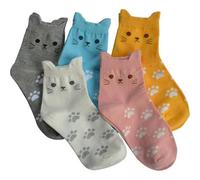 Socken Damen 5 Paare 35-42 Baumwolle 39-42 Mehrfarbig-Katzensocken
