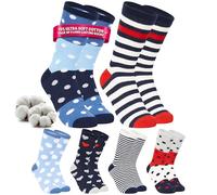 Socken Damen Teenager EU 37-41, 5er oder 6er Pack, Atmungsaktive Weiche Bunte Alltagssocken für Arbeit Sport Zuhause, Geschenke für Frauen (37/41 EU, Multi Punkte, 6er Pack)