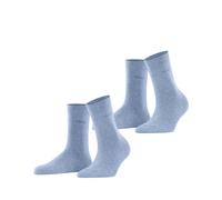 ESPRIT Damen Socken Basic Easy 2-Pack W SO Baumwolle einfarbig 1 Paar, Blau (Jeans Melange 6458), 35-38