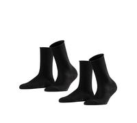 Socken FALKE "Active Breeze", Damen, Gr. 39-42, schwarz (0010, schwarz mix), Obermaterial: 70% Lyocell, 28% Polyamid, 2% Elasthan, unifarben, Socken Socken, im Doppelpack, aus Lyocell, mit Rollbündche