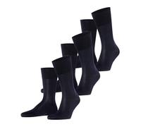 Socken FALKE "Tiago", Damen, Gr. 41-42, schwarz (6375, schwarz navy), Obermaterial: 93% Baumwolle, 5% Polyamid, 2% Elasthan, unifarben, Socken Socken, im 3er-Pack, für Erwachsene, aus Fil-d’Écosse-Bau
