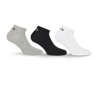 Socken FILA "UNISEX INVISIBLE PLAIN SOCKS", Damen, Gr. 43-46, weiß (schwarz, grau, weiß), Baumwolle, Elasthan, Polyester, bedruckt, unifarben mit Farbeinsatz, elastisch, Socken Socken, mit eingestrick