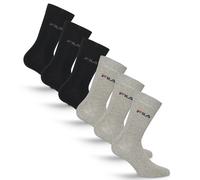 Socken FILA "UNISEX LIFESTYLE PLAIN SOCKS", Damen, Gr. 35-38, 351, 3 grau, 3 schwarz, Baumwollmischung, normal, Socken Socken, mit eingestrickem Logo (19000760-35) 351, 3 grau, 3 schwarz