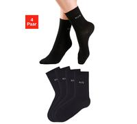Socken H.I.S "Basic Damen Socken Strümpfe, mit Komfortbund Klassische Freizeitsocken", Damen, Gr. 39-42, schwarz (4x schwarz), Baumwolle, Baumwollmischung, Elasthan (LYCRA), Polyamid, unifarben, elast