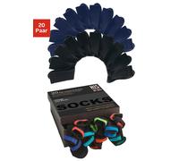 Socken H.I.S, Damen, Gr. 35-38, blau (10x schwarz, 10x marine), Baumwolle, Elasthan, Polyamid, unifarben, elastisch, Socken Socken, in praktischer Geschenkbox (668641-35) 10x schwarz, 10x marine