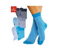 Socken H.I.S, Damen, Gr. 35-38, blau (marine, ecru, dunkeljeans, ecru, hellblau, ecru, jeans, ecru, türkis, ecru, babyblau, ecru), Baumwolle, Baumwollmischung, Elasthan, Polyamid, geringelt, meliert,