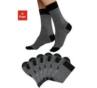 Socken H.I.S, Damen, Gr. 35-38, schwarz-weiß (schwarz, ecru), Baumwolle, Baumwollmischung, Elasthan, Polyamid, geringelt, elastisch, Socken Socken, mit druckfreiem Bündchen (824764-35) schwarz, ecru