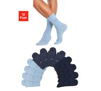 Socken H.I.S, Damen, Gr. 39-42, blau (4x navy, 4x jeansblau, meliert, 4x dunkel jeans, meliert), Baumwollmischung, uni und meliert, elastisch, Socken Socken, ohne einschneidendes Gummi (88599717-39) 4