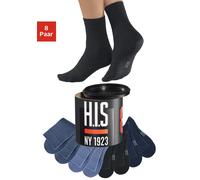 Socken H.I.S, Damen, Gr. 39-42, bunt (schwarz, marine, jeans), Baumwolle, Baumwollmischung, Polyamid, meliert, elastisch, Socken Socken, in der Geschenkdose (765119-39) schwarz, marine, jeans
