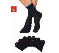 Socken H.I.S, Damen, Gr. 39-42, schwarz, Baumwollmischung, geringelt, elastisch, Socken Socken, mit farbigen Bündchen, Topseller (59703208-39) schwarz