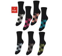 Socken H.I.S, Damen, Gr. 39-42, schwarz (schwarz, gemustert), Baumwolle, Elasthan, Polyamid, Rhombenmuster, elastisch, Socken Socken, in angesagtem Rhombenmuster, Topseller (443478-39) schwarz, gemust