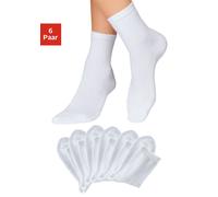 Socken H.I.S, Damen, Gr. 43-46, weiß (6x weiß), Baumwolle, Elasthan, Polyamid, uni, elastisch, Socken Socken, mit bequemem Frottee (43820160-43) 6x weiß