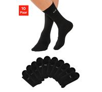 Socken H.I.S, Damen, Gr. 47-48, schwarz (10x schwarz), Baumwollmischung, unifarben, elastisch, Socken Socken, mit farbigem Innenbund, Topseller (98609018-47) 10x schwarz