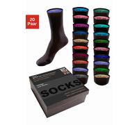 Socken H.I.S, Damen, Gr. 47-48, schwarz (20x schwarz), Baumwolle, Elasthan, Polyamid, unifarben, elastisch, Socken Socken, in praktischer Geschenkbox, Topseller (770346-47) 20x schwarz