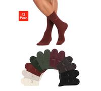 Socken H.I.S, Damen, Gr. 47-48, schwarz (2x schwarz, 2x braun, 2x braun meliert, 1x dunkelbeige, meliert, 1x hellbeige, meliert, 1x rost, 2x olive, 1x khaki), Baumwollmischung, uni und meliert, elasti