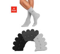 Socken H.I.S, Damen, Gr. 47-48, schwarz (4x schwarz, 4x anthrazit, meliert, 4x grau, meliert), Baumwollmischung, uni und meliert, elastisch, Socken Socken, ohne einschneidendes Gummi, Topseller (70598