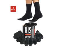 Socken H.I.S, Damen, Gr. 47-48, schwarz, Baumwolle, Baumwollmischung, Polyamid, unifarben, elastisch, Socken Socken, in der Geschenkdose (515133-47) schwarz