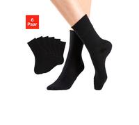 Socken H.I.S Gr. 43-46, schwarz (6x schwarz) Damen Socken Strumpfhosen mit Komfortbund auch für Diabetiker geeignet (307871-43)