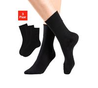 Socken H.I.S, Herren, Gr. 35-38, schwarz (3x schwarz), Baumwolle, Elasthan, Polyamid, unifarben, elastisch, Socken Socken, mit Komfortbund auch für Diabetiker geeignet, Topseller (316555-35) 3x schwar