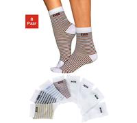 Socken H.I.S, Damen, Gr. 39-42, bunt (bunt, weiß), Baumwolle, Elasthan, Polyamid, geringelt, unifarben, elastisch, Socken Socken, geringelt und unifarben (765425-39) bunt, weiß