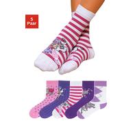 Socken H.I.S, Mädchen, Gr. 31-34, lila (lila, pink), Baumwollmischung, gemustert, Socken Socken, in 5 farbenfrohen Designs (450550-31) lila, pink
