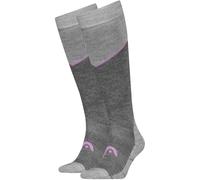 Socken HEAD, Damen, Gr. 39-42, grau (light grau melange, lila), Materialmix, unifarben mit Farbeinsatz, Socken Socken, mit ergonomischer Passform (42557963-39) light grau melange, lila