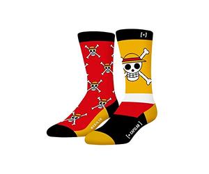 Socken Herren One Piece, Sportsocken Herren, Strohhut-Crew, Atmungsaktiv, Rot Gelb, 39/42