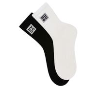 Socken HUGO UNDERWEAR "2P QS RIB GIFT CC", Damen, Gr. 36-42, weiß, schwarz, Baumwollmischung, unifarben, Socken Socken, mit Logoschriftzug und Glitzergarn (66738126-36) weiß, schwarz