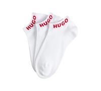 Socken HUGO UNDERWEAR "3P AS UNI CC W", Mädchen, Gr. 35-38, weiß (weiß 100), Baumwollmischung, unifarben mit Farbeinsatz, elastisch, Socken Socken, mit kontrastfarbenen Logoschriftzug (33033848-35) we
