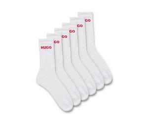 Socken HUGO UNDERWEAR "6P QS RIB LOGO CC", Damen, Gr. 43-46, weiß (weiß 100), Baumwollmischung, unifarben, elastisch, Socken Socken, mit eingestricktem HUGO Logo (38226107-43) weiß 100