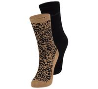 Socken HUGO UNDERWEAR "LEO LOGO", Damen, Gr. 35-38, schwarz (schwarz, braun gem.), Baumwollmischung, uni und gemustert, elastisch, Socken Socken, mit HUGO-Schriftzug (51250701-35) schwarz, braun gem.
