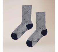 Socken KUNERT "Socke Business Check", Damen, Gr. 39-42, blau (night, blau 1546), Obermaterial: 46% Baumwolle CO. 31% Wolle WO. 21% Polyamid PA. 2% Elasthan EL., Socken Socken (36477018-39) night, blau