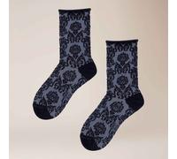 Socken KUNERT "Socke Floral Citynight", Damen, Gr. 39-42, blau (night, blau 1546), Obermaterial: 87% Baumwolle CO. 10% Polyamid PA. 3% Elasthan EL., Socken Socken (39689117-39) night, blau 1546