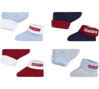 Socken LEVI'S KIDS "4PK Red Tab Bootie", Mädchen, Gr. 1 (62/68), bunt (rot, blau, grau), Baumwollmischung, Socken Socken, UNISEX (34093154-1) rot, blau, grau