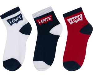 Socken LEVI'S KIDS "BATWING MID CUT3PK", Mädchen, Gr. 10 (37,5/40), blau (marineblaus), Elasthan, Polyester, Socken Socken, im 3er-Pack (62769710-10) marineblaus
