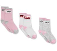 Socken LEVI'S KIDS "BATWING REGULAR CUT 3PK", Baby, Gr. 6/7 (27/35), grau (rosa, weiß, grau), Polyester, Socken, for BOYS (65030833-6) rosa, weiß, grau