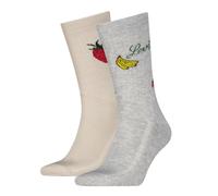 Socken LEVI'S "LEVIS REG CUT FRUIT AOP", Damen, Gr. 43-46, grau, beige, Baumwollmischung, elastisch, Socken Socken, Cotton-Mix, Fruit-Design, elastisch, weiche, bequeme Sohle (72607820-43) grau, beige