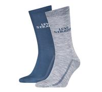 Socken LEVI'S "LEVIS REG CUT PLATING YARN BLOCK LOGO", Damen, Gr. 39-42, blau, weiß, Baumwollmischung, elastisch, Socken Socken, mit schmalem Rippenbündchen, Cotton-Mix, Logoschriftzug (88673651-39) b